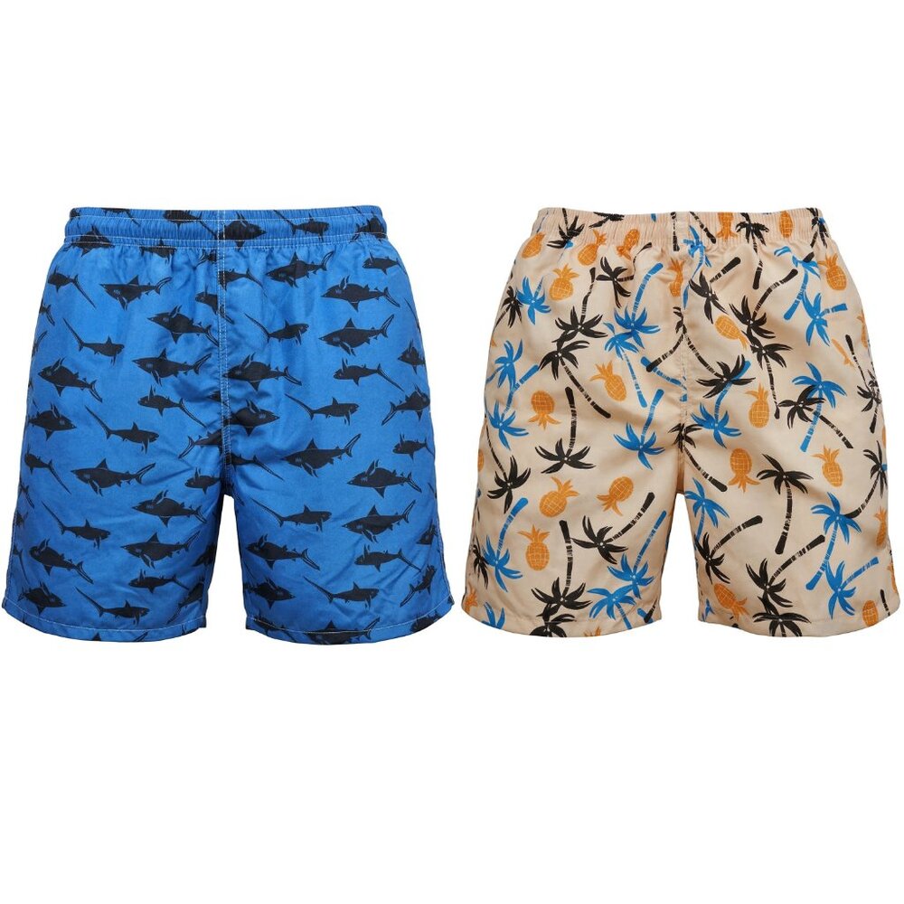 Men’s 2-Pack Quick-Dry Swim Trunks Mesh Liner Beach Board Swim Shorts, 2-Pockets